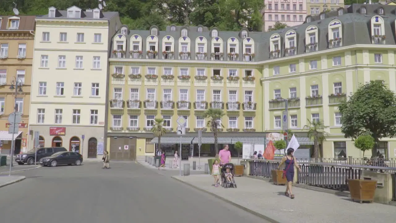 European Tourist People Walking on City Streets of Prague Dolly