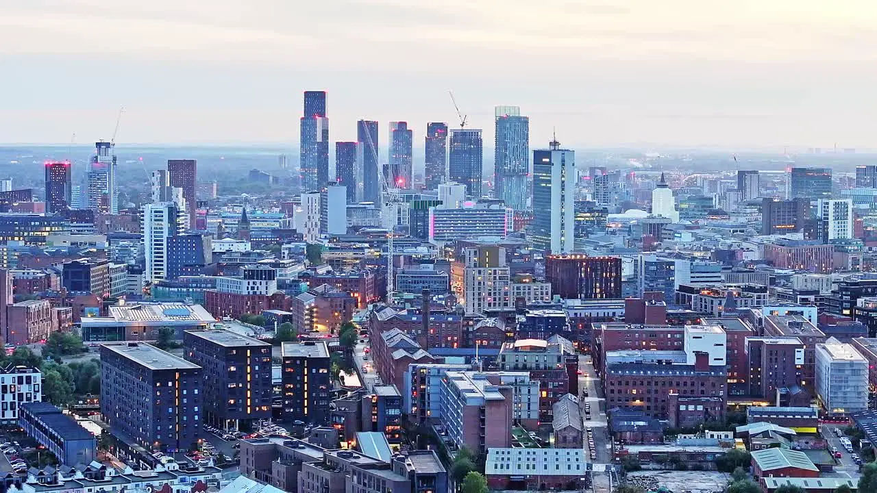 New modern skyscrapers and glass office buildings in Manchester City