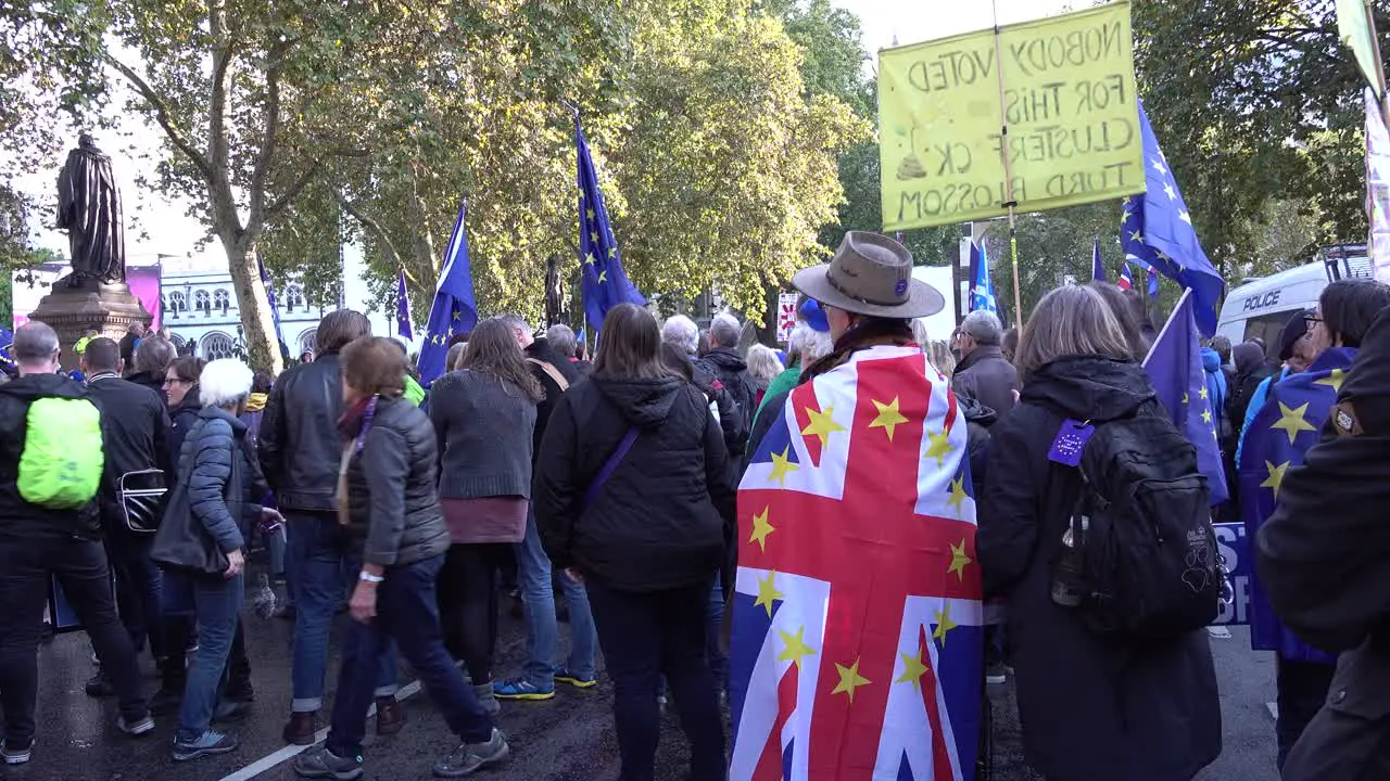 Protesters gather around Parliament Square for the People's Vote protests in London UK