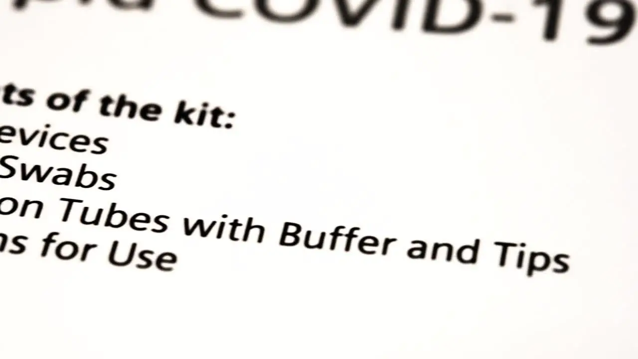 Covid-19 disposable test kit contents wording