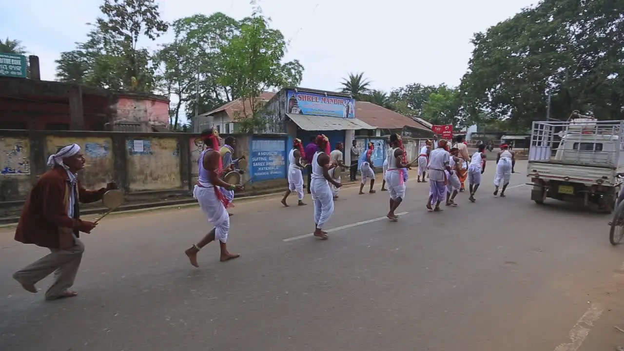 Sri Lanka traditional dancers parade dec 25 2014 town of athmallik