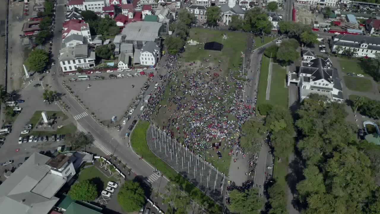 Protest in Suriname in February against the government drone view rising