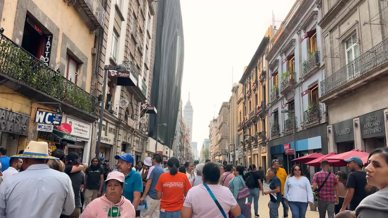 Day Madero street historic center walk at Mexico City