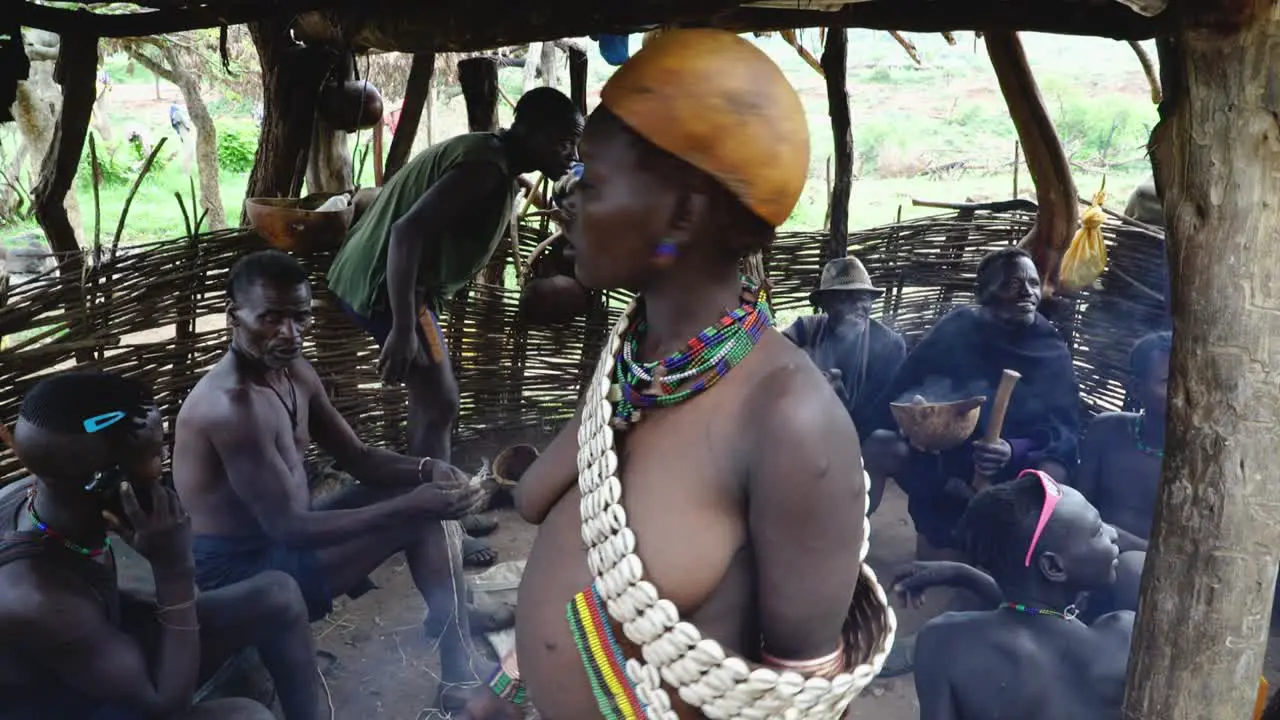 Indigenous Banna Tribe Enjoying Their Coffee In The Omo Valley Of Ethiopia