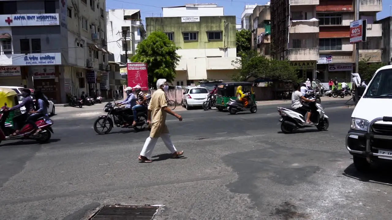 people is on the road with mask after lockdown