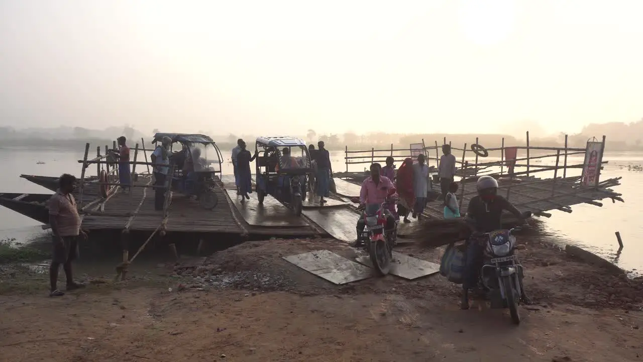 In the remote areas of India where the Ganges flows people travel in boats like this