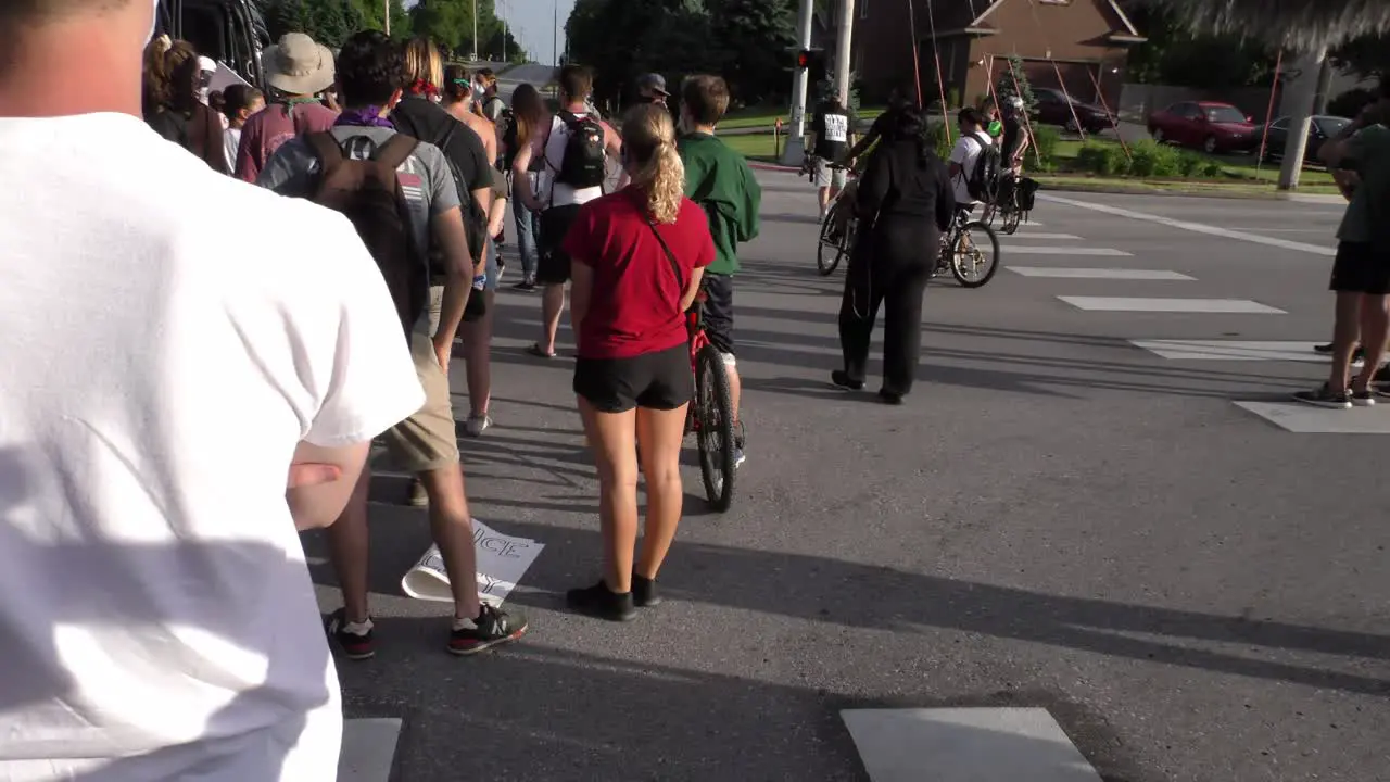 Black Lives Matter Suburban March Attracts Cross-Section Of White Caucasian African-American Students Men Women