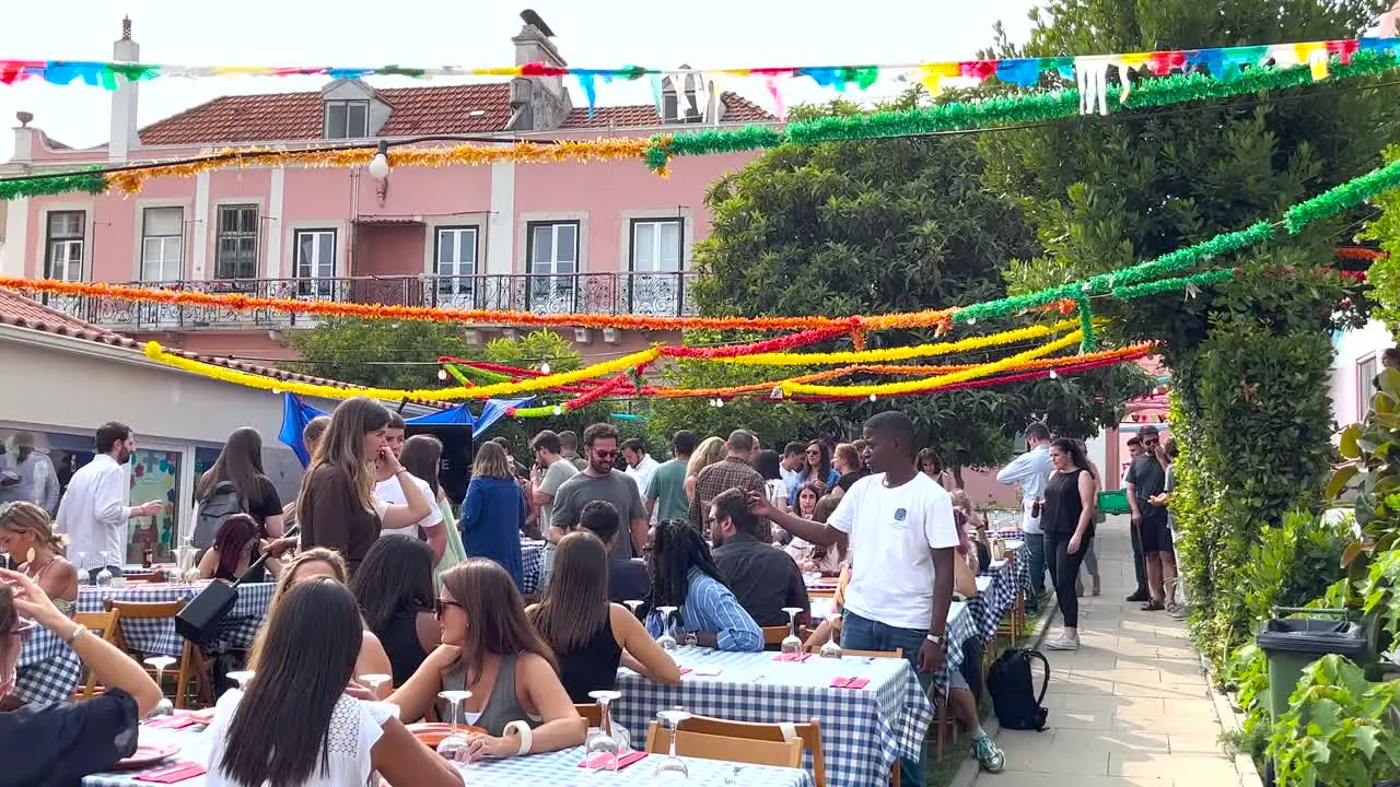 People having a great time at the famous and traditional city festivals