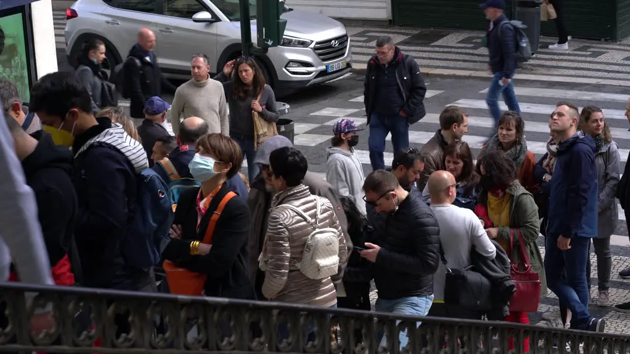 People queuing to have access to the Santa Justa Lift Lisbon