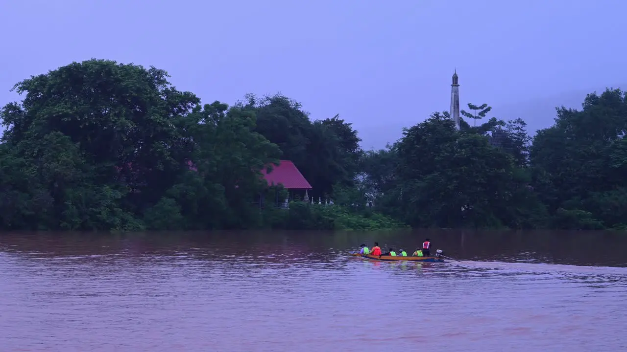 Rescue Boat on a lake at Wangnamkaew Nakhon Ratchasima