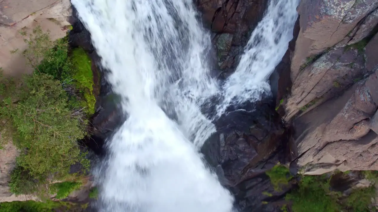 Drone view of a big creek waterfall in Colorado