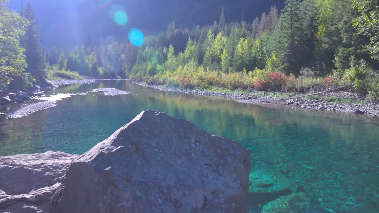 Beautiful color in the clear waters in Glacier National Park glacier melt water