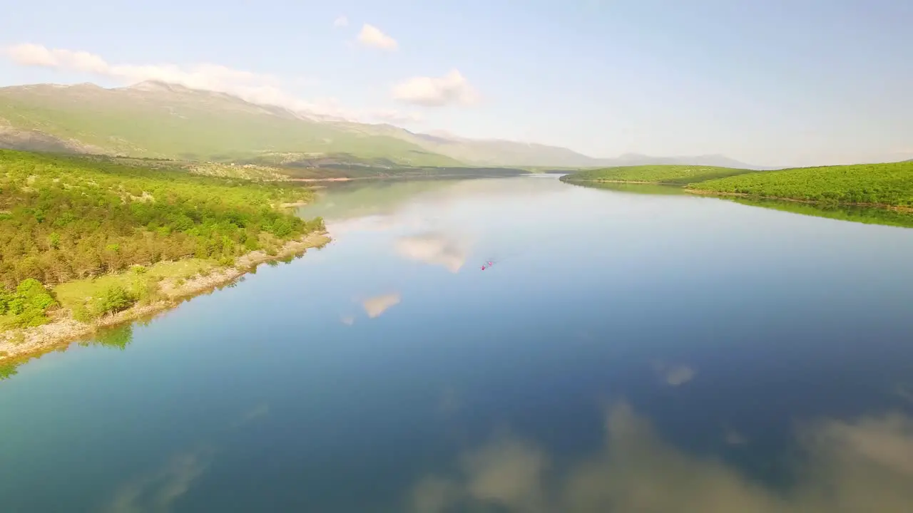 Beautiful reflection of clouds in a calm lake