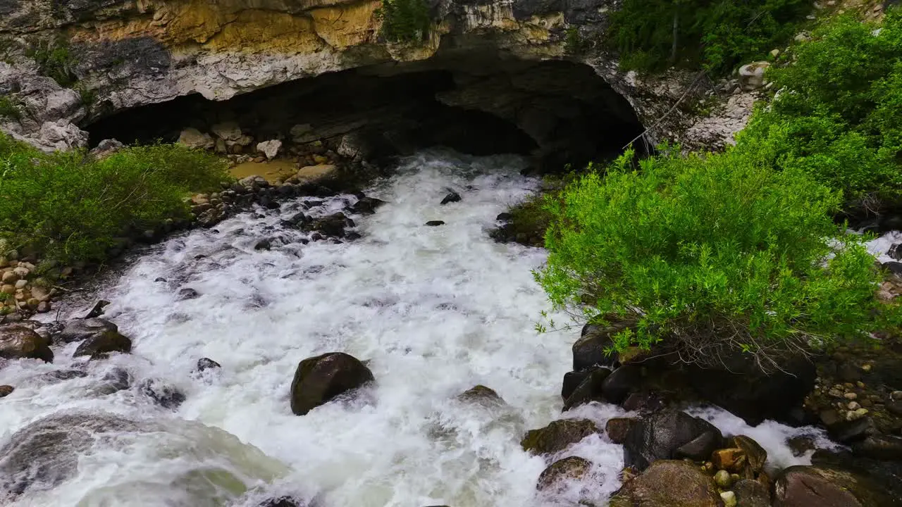 View of a running river in Wyoming during the summer