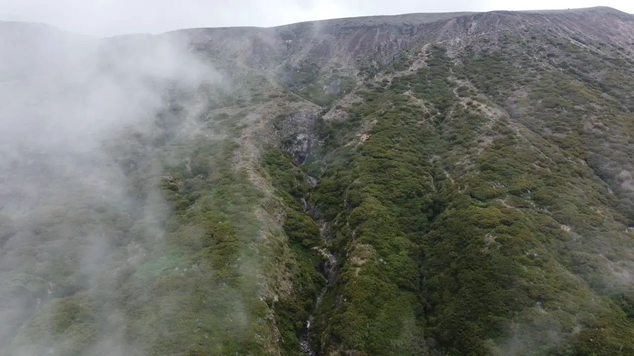 A cloudy vulcano in El Salvador in center America drone