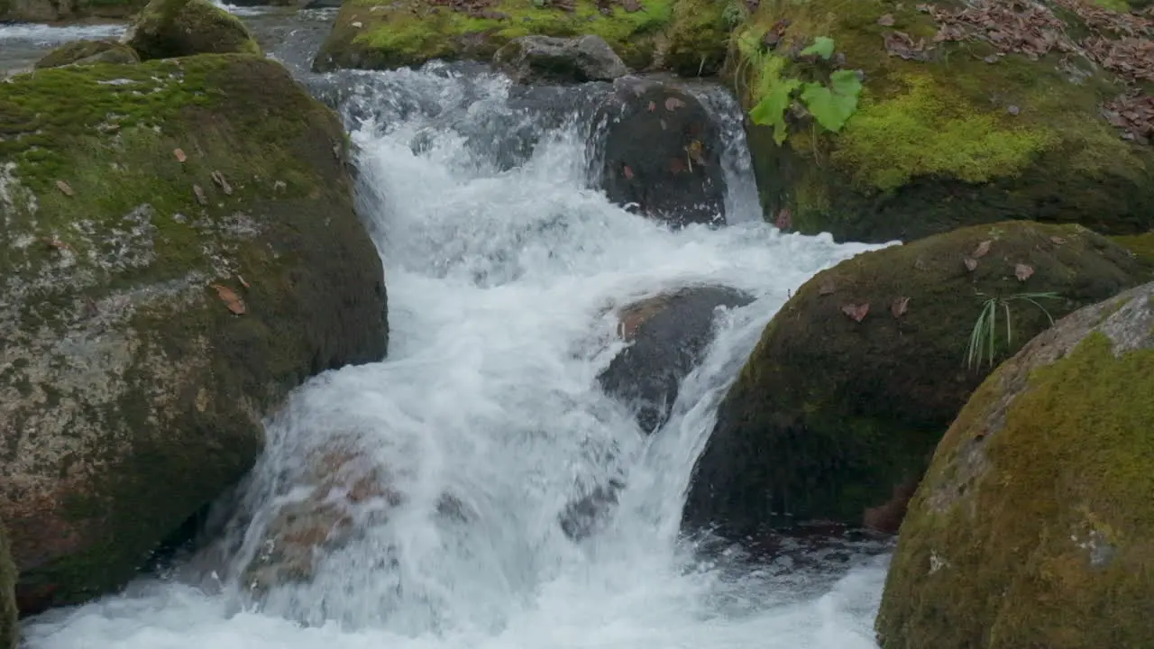 River water flow close up at slow motion