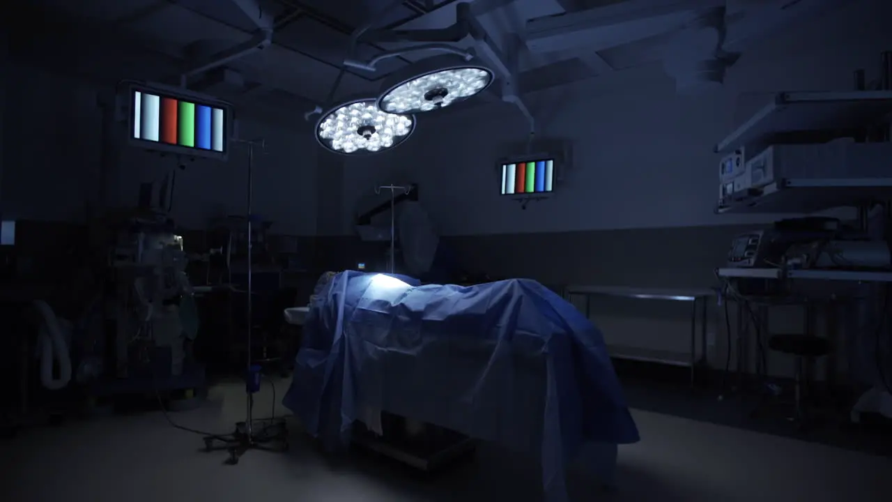 Patient Awaits Surgery in Operating Room Dolly Pull Out 4K UHD