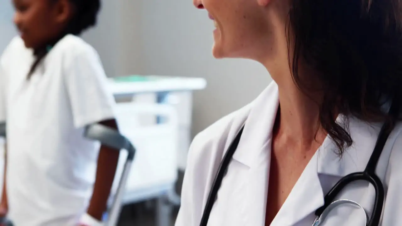 Female doctor writing a report