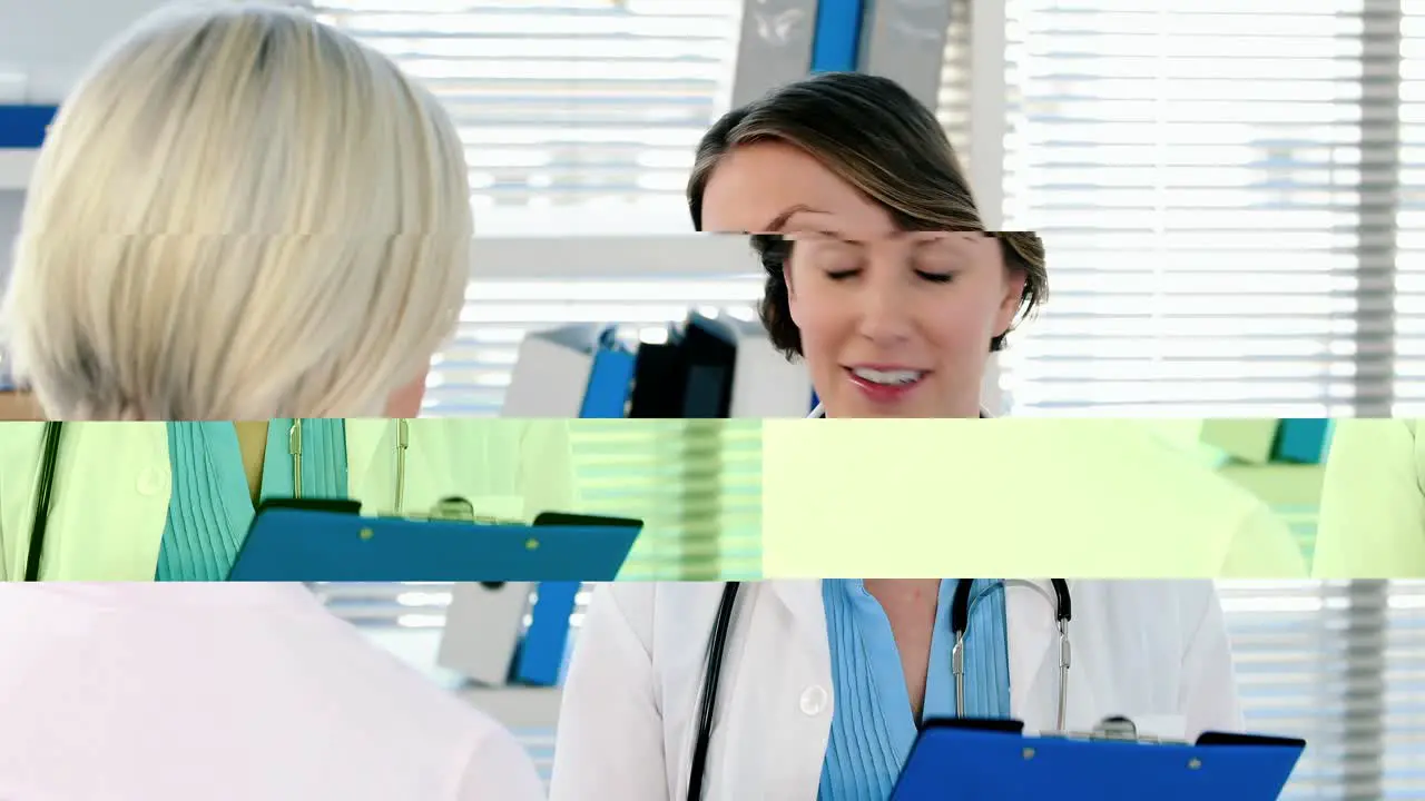 Female doctor interacting over a report with a patient