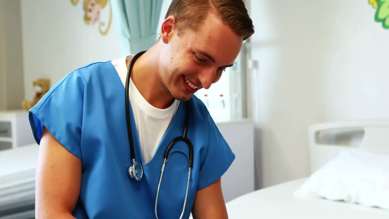 Doctor using digital tablet