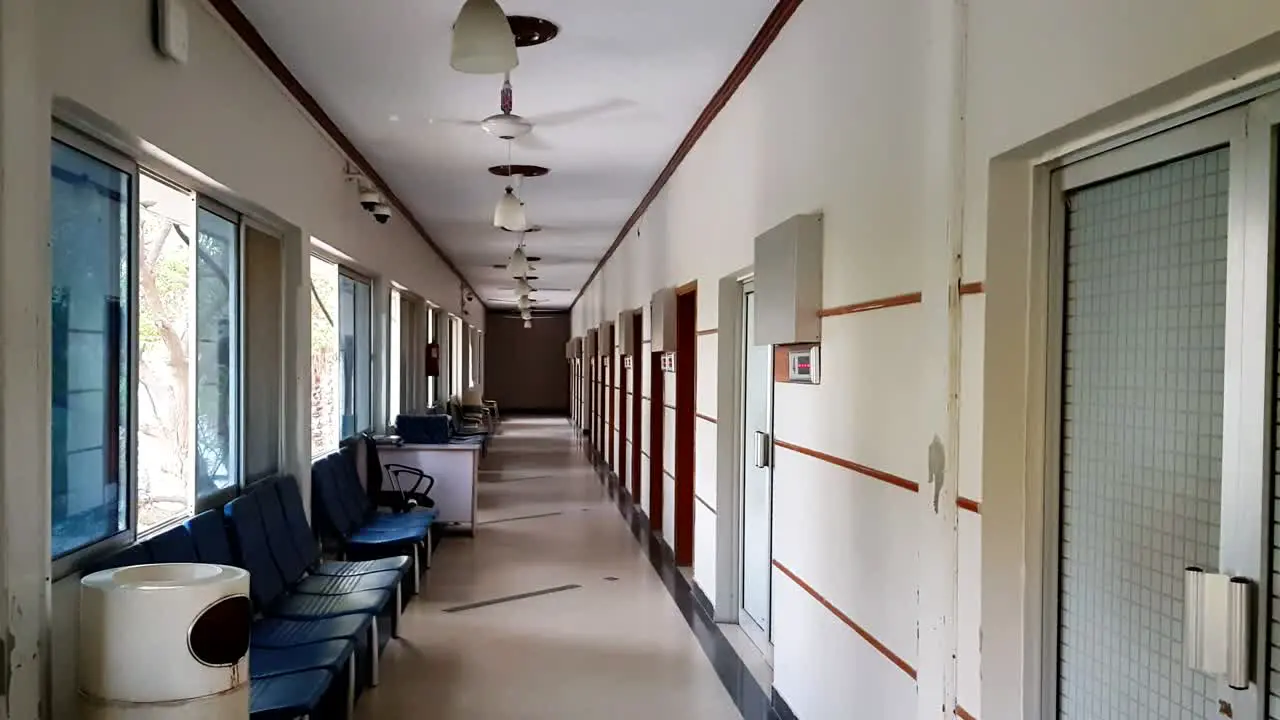 Hospital Passage and Waiting Area with Empy Seats