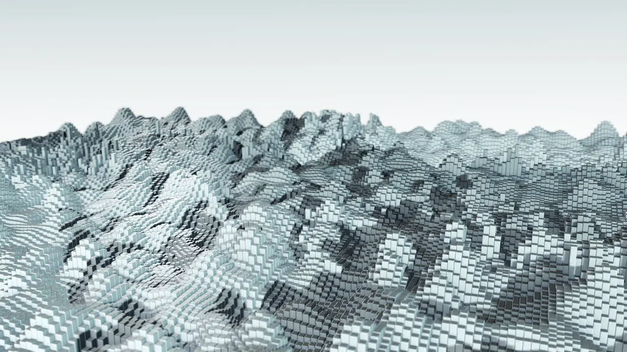 3D Animated Abstract Blocky Landscape White Motion Graphic