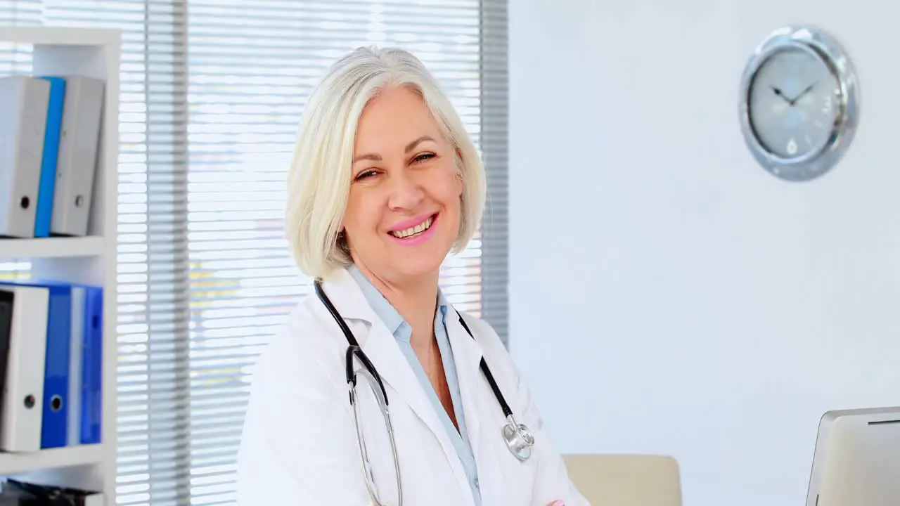 Portrait of female doctor standing with arms crossed