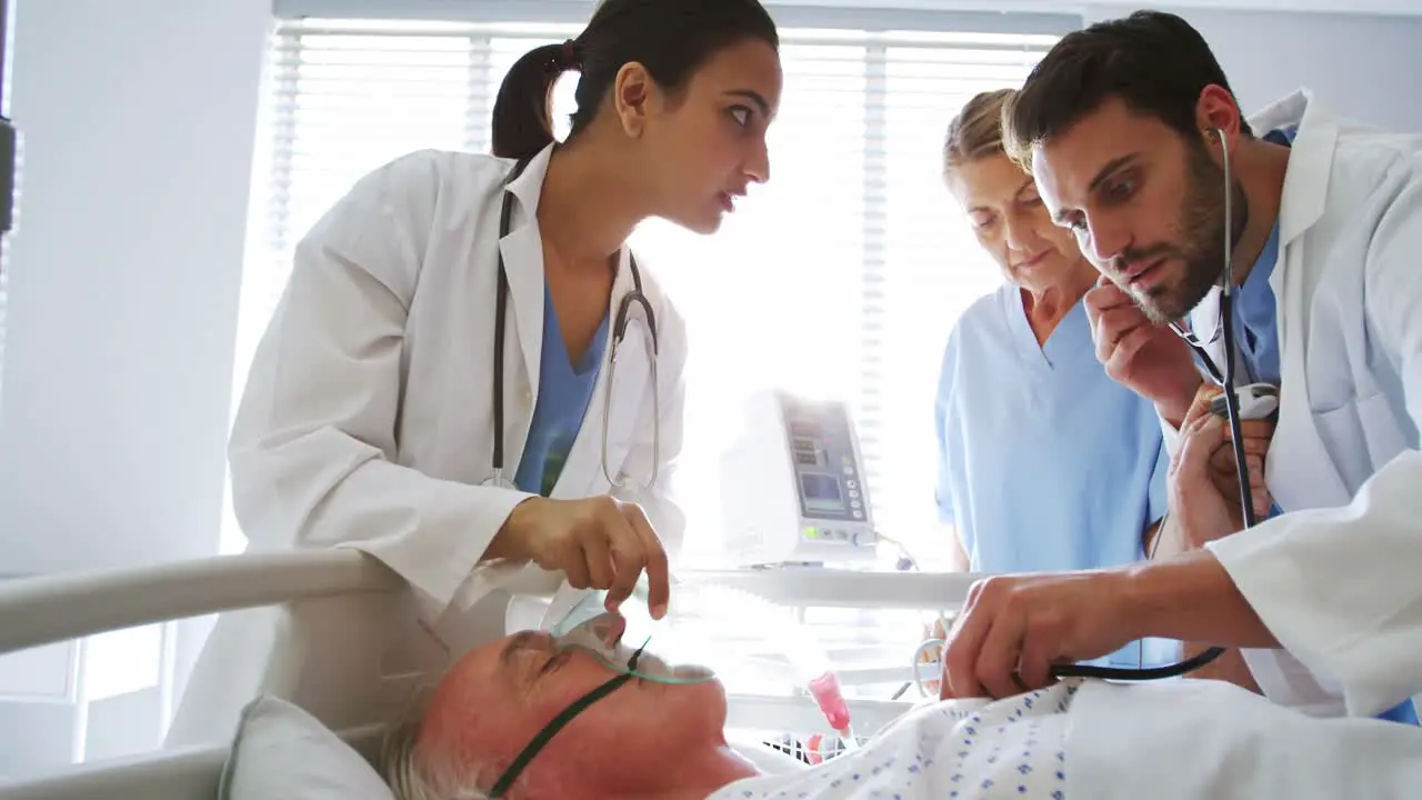 Female doctor examining senior woman