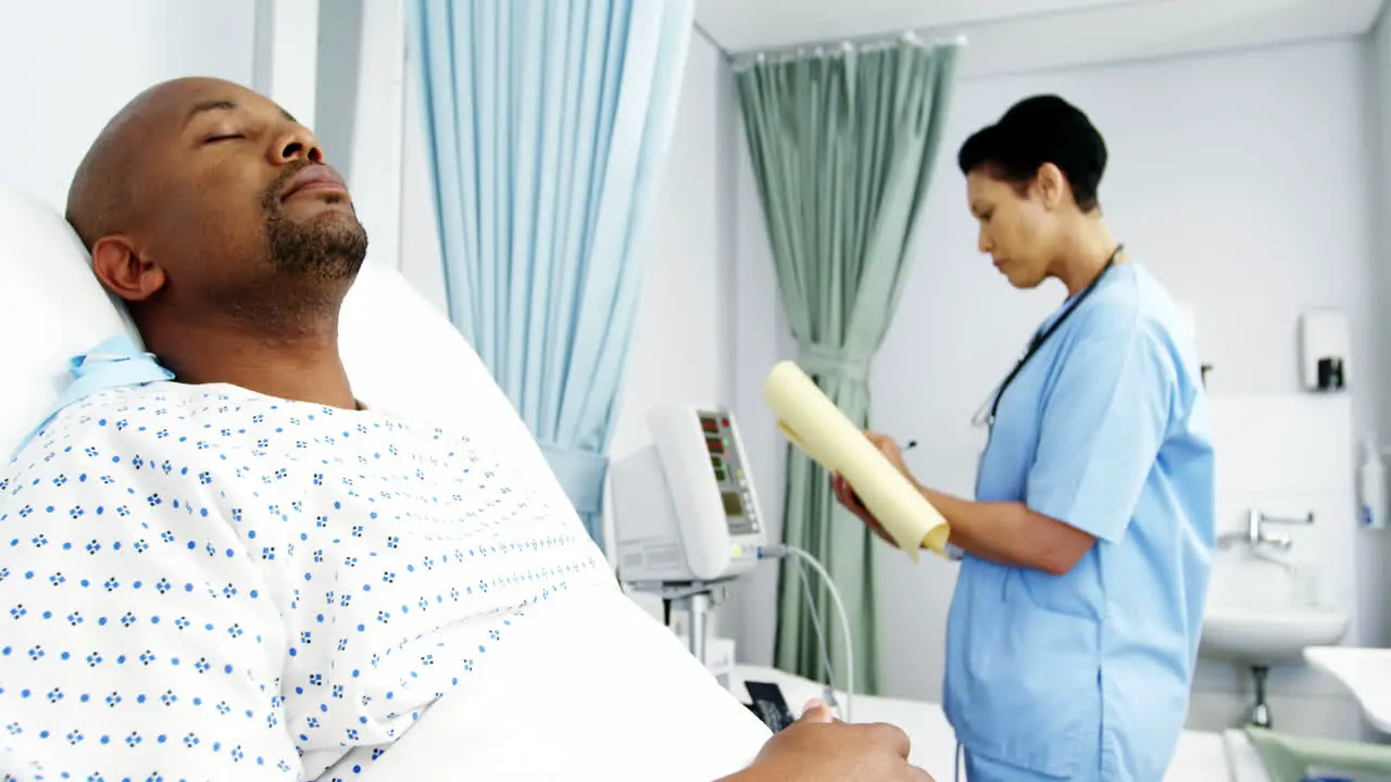 Female doctor setting up medical machine