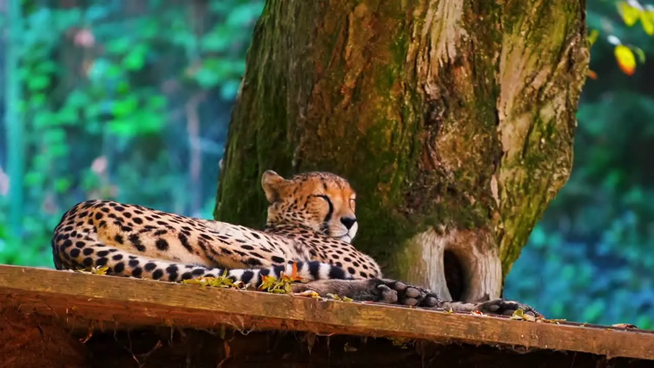 Stunning HD footage of a wild leopard resting in the nature under the tree