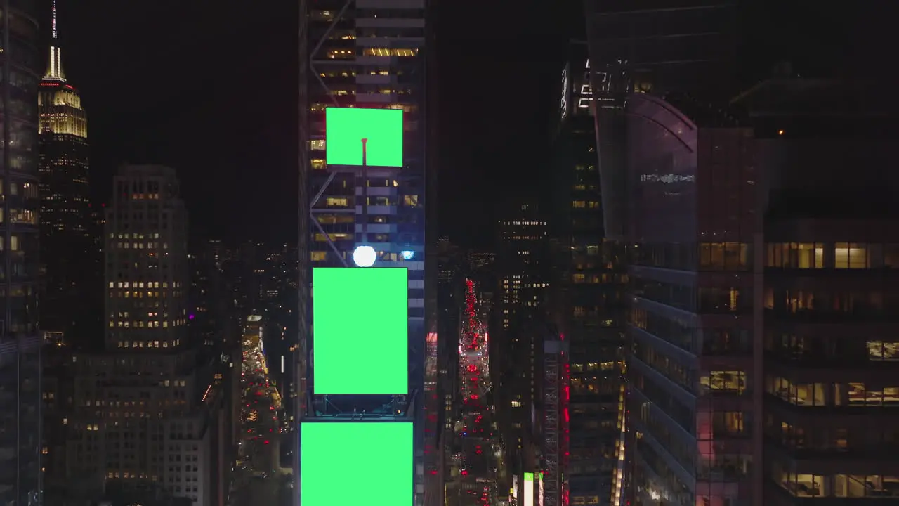 Tall downtown buildings in evening Chroma key places on facade for adding your content Manhattan New York City USA