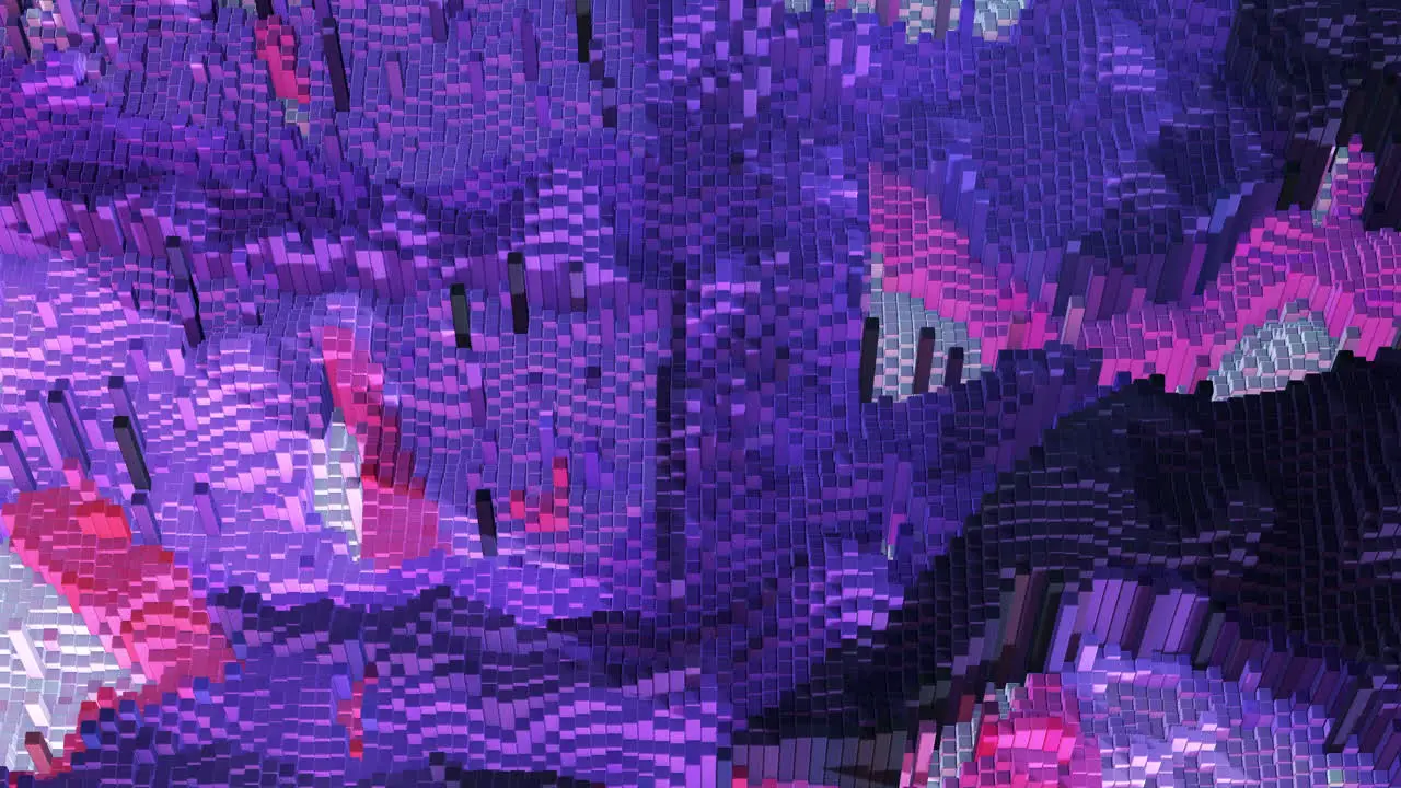 Animated 3D Abstract Blocky Landscape Purple Motion Graphic