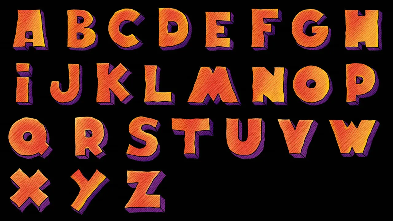 Halloween Alphabet Letters Animated Motion Graphic with Alpha Matte