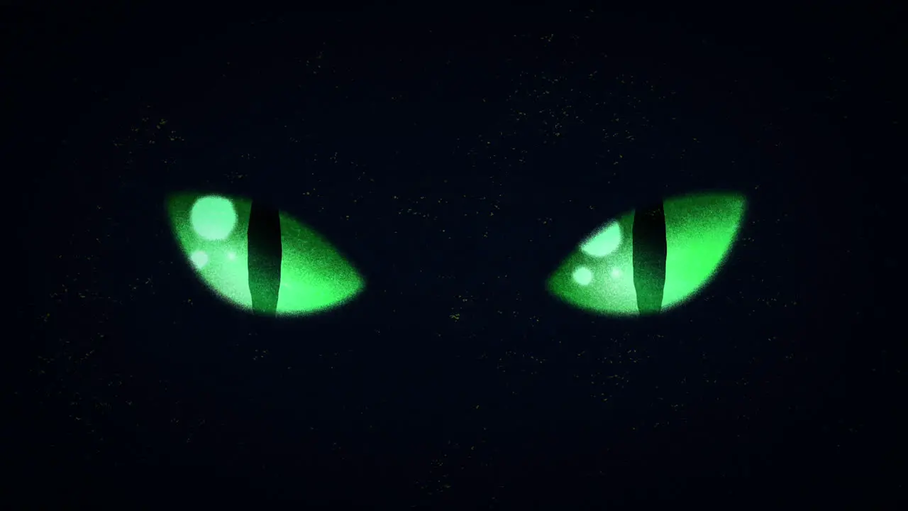 Green Cats Eyes In Darkness Animated Motion Graphic with Matte