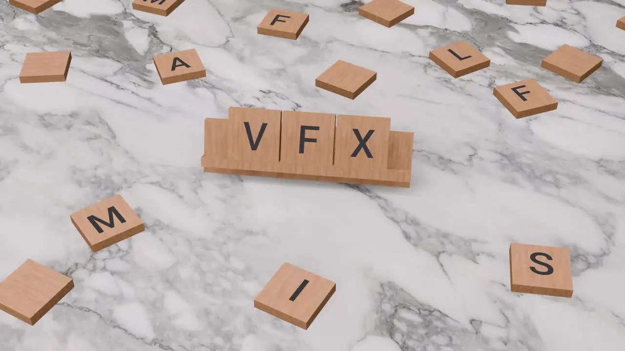 VFX word on scrabble