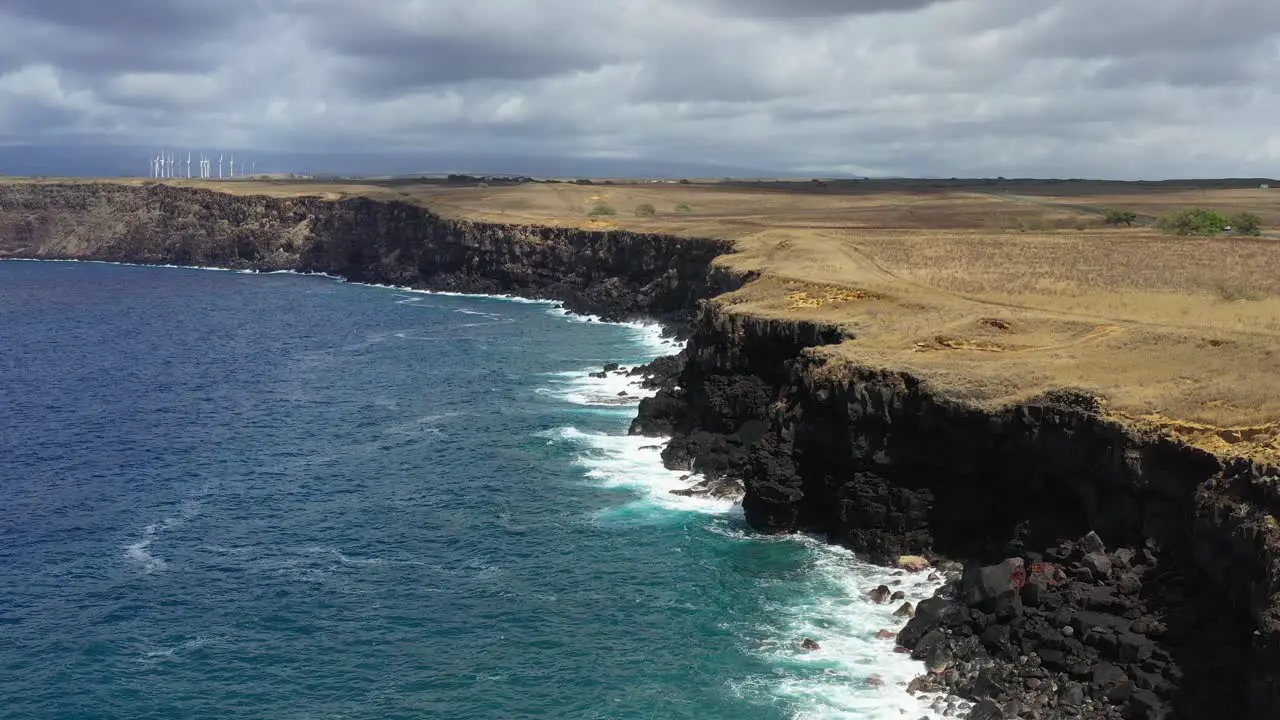 Aerial view of the shoreline cliffs on the Big Island Hawaii