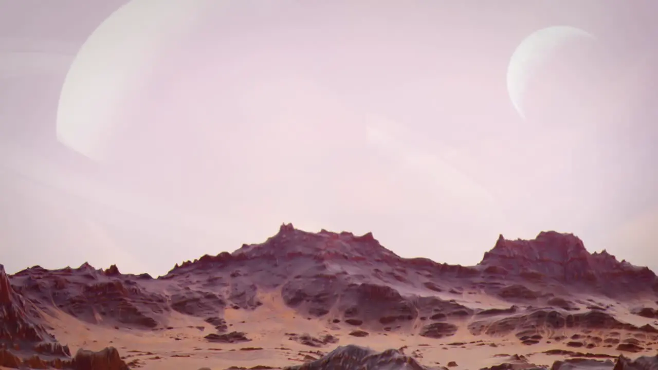 Establishing Shot of an Exoplanet or Moon Surface Landscape