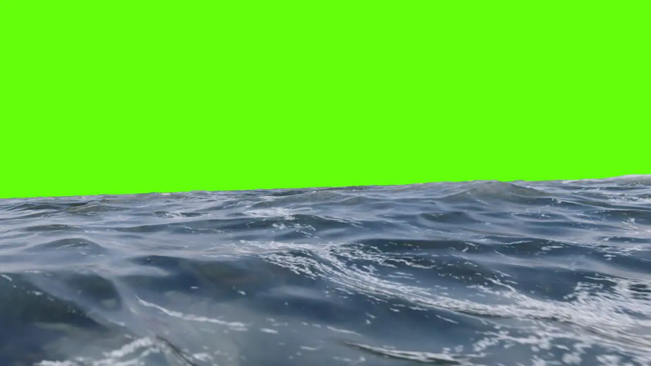 Swaying Ocean Waves on a Chromakey Greenscreen Background for Compositing