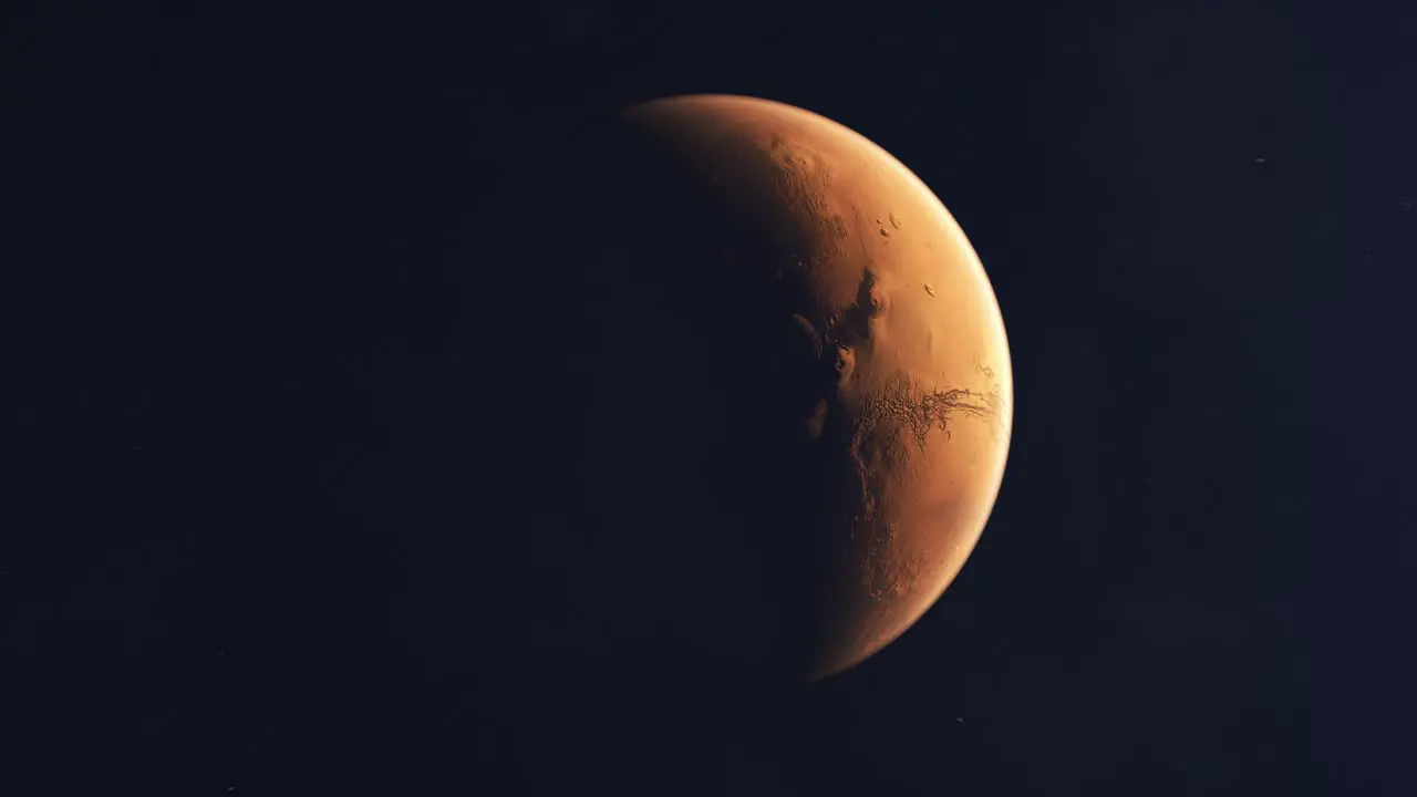 Realistic Shot of Spinning Around the Red Planet Mars