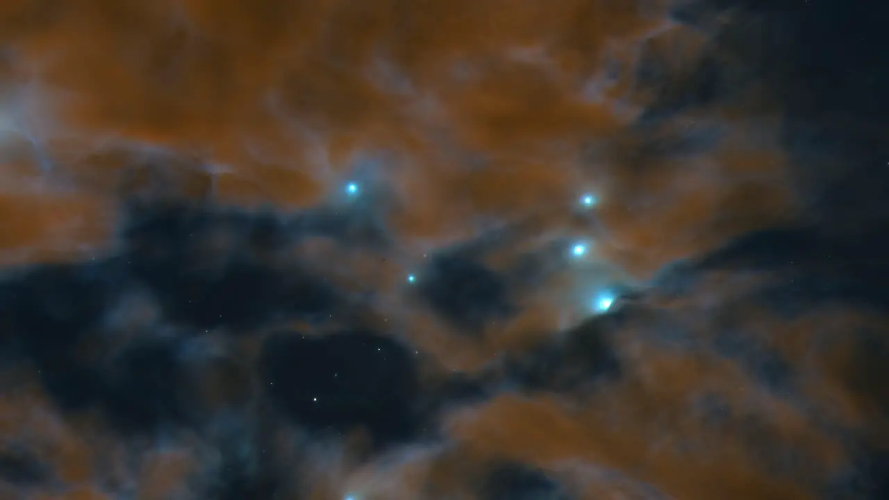 Brown and Blue Dust Clouds of a Space Nebula