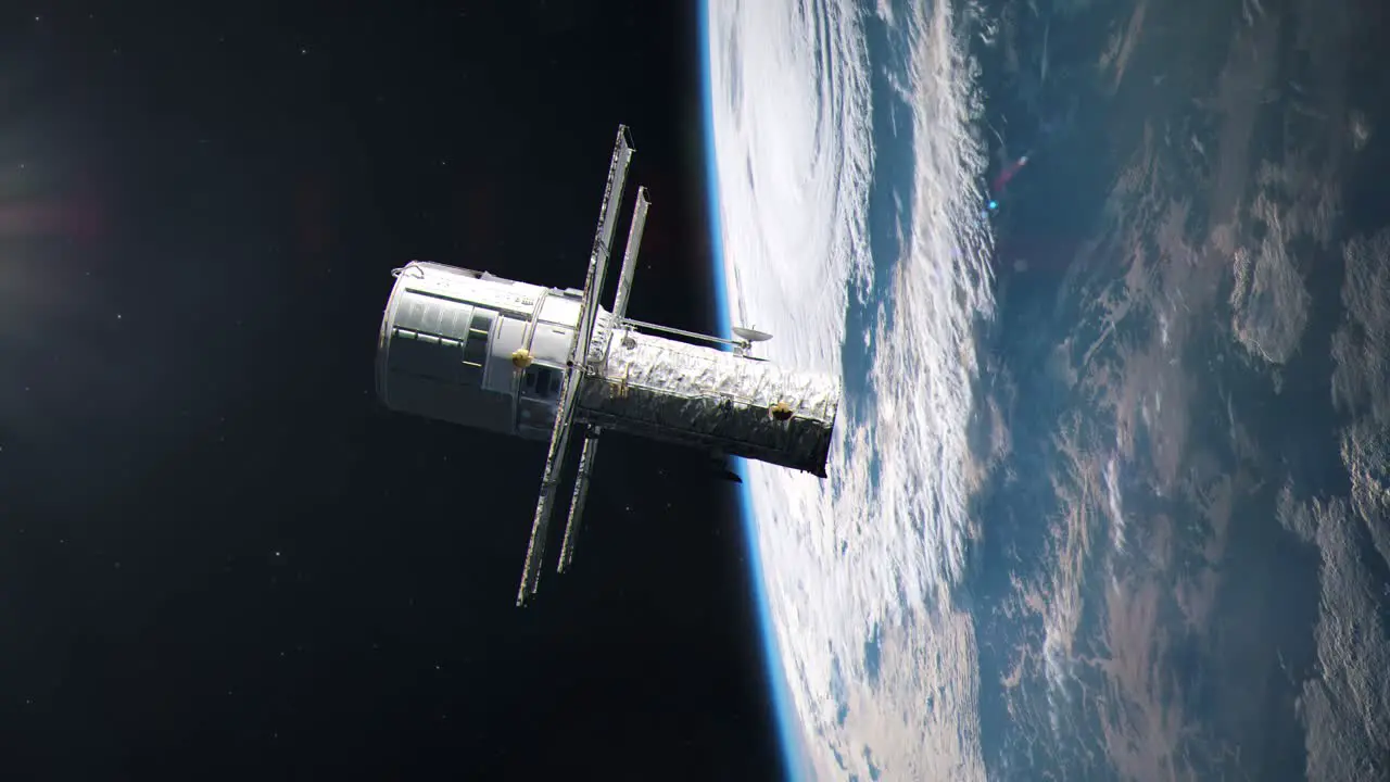 The Hubble Space Telescope in Earth Orbit Turning to Observe Us