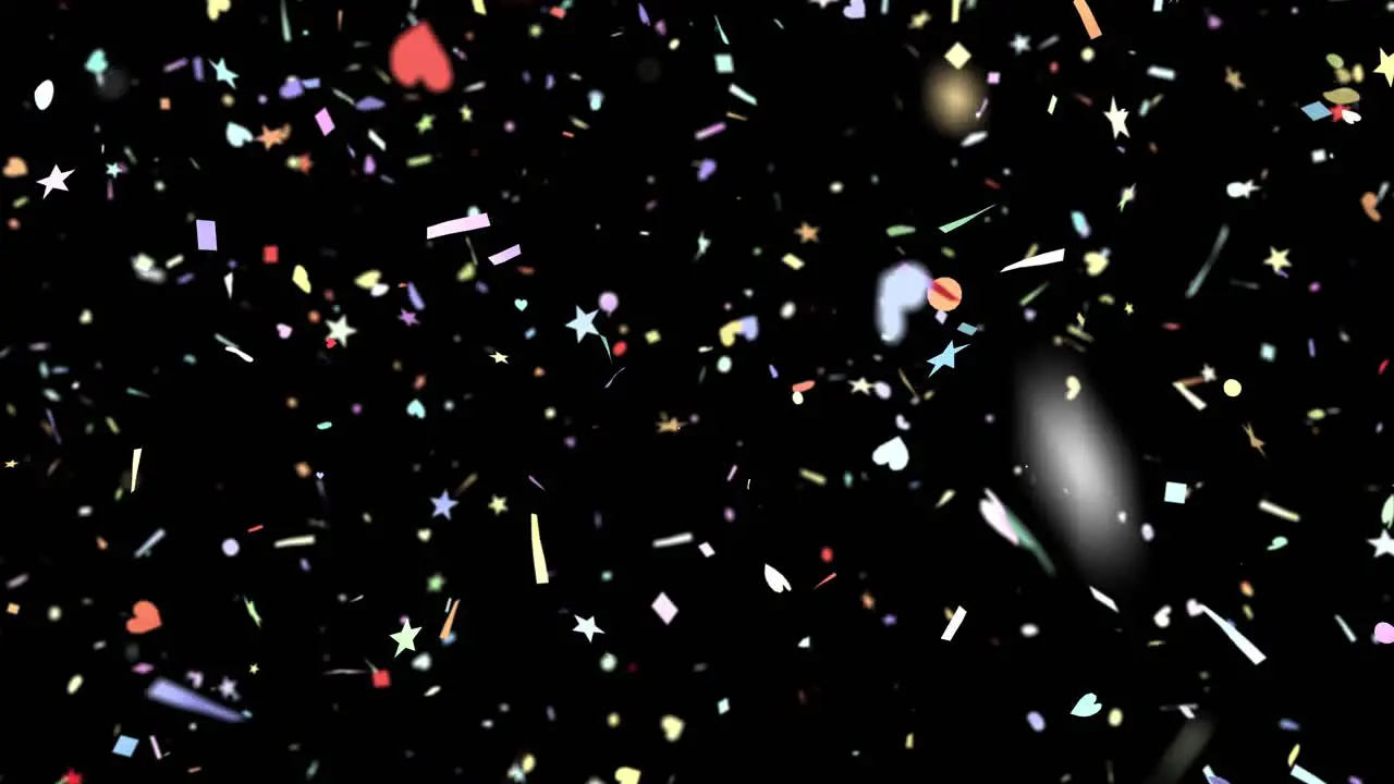 Confetti shapes falling slow motion DOF loop 4K