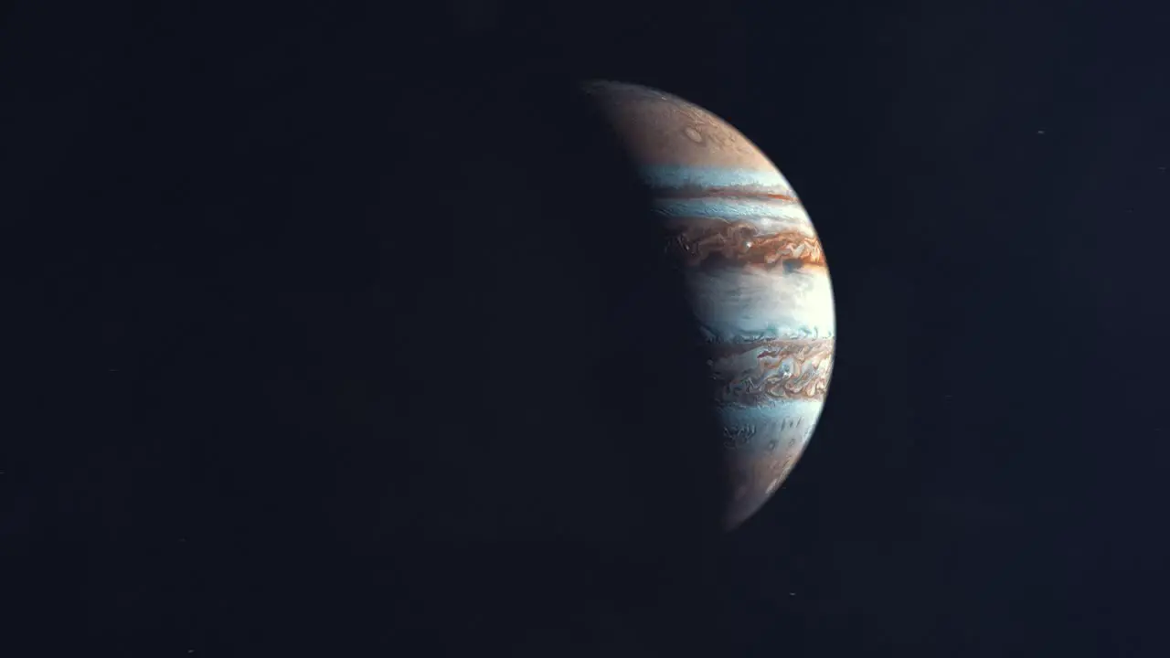 Realistic Shot of Spinning Around the Planet Jupiter