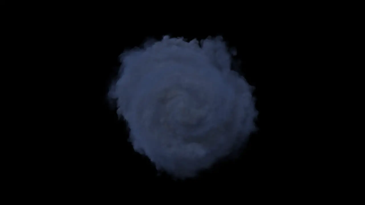 Magic cloud of swirling smoke with blue tones appears and vanishes