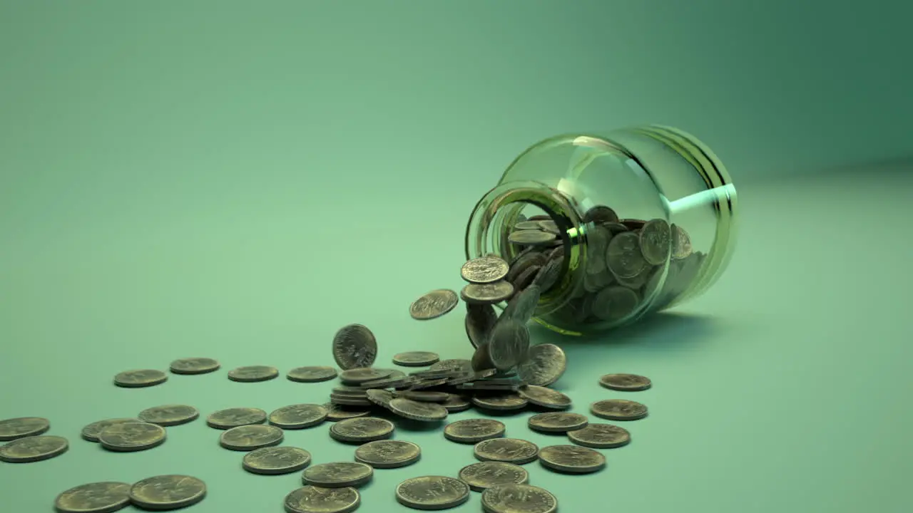 Tipping jar of coins