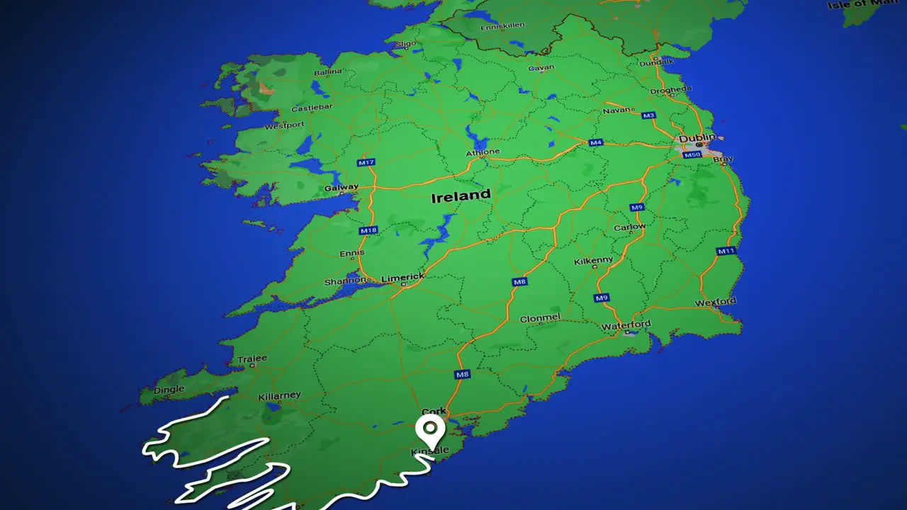 Animated route of the Wild Atlantic Way in Ireland