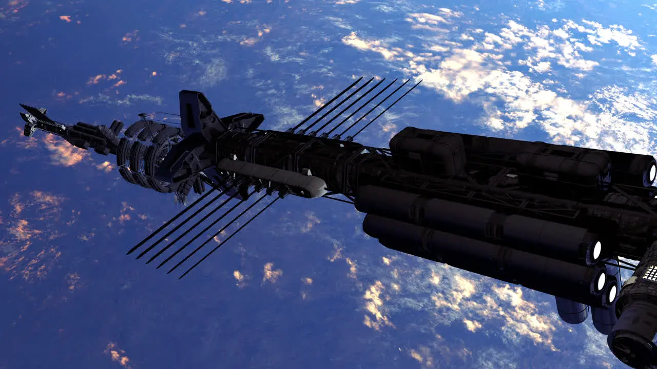 Futuristic CG Animation Orbital Spaceship