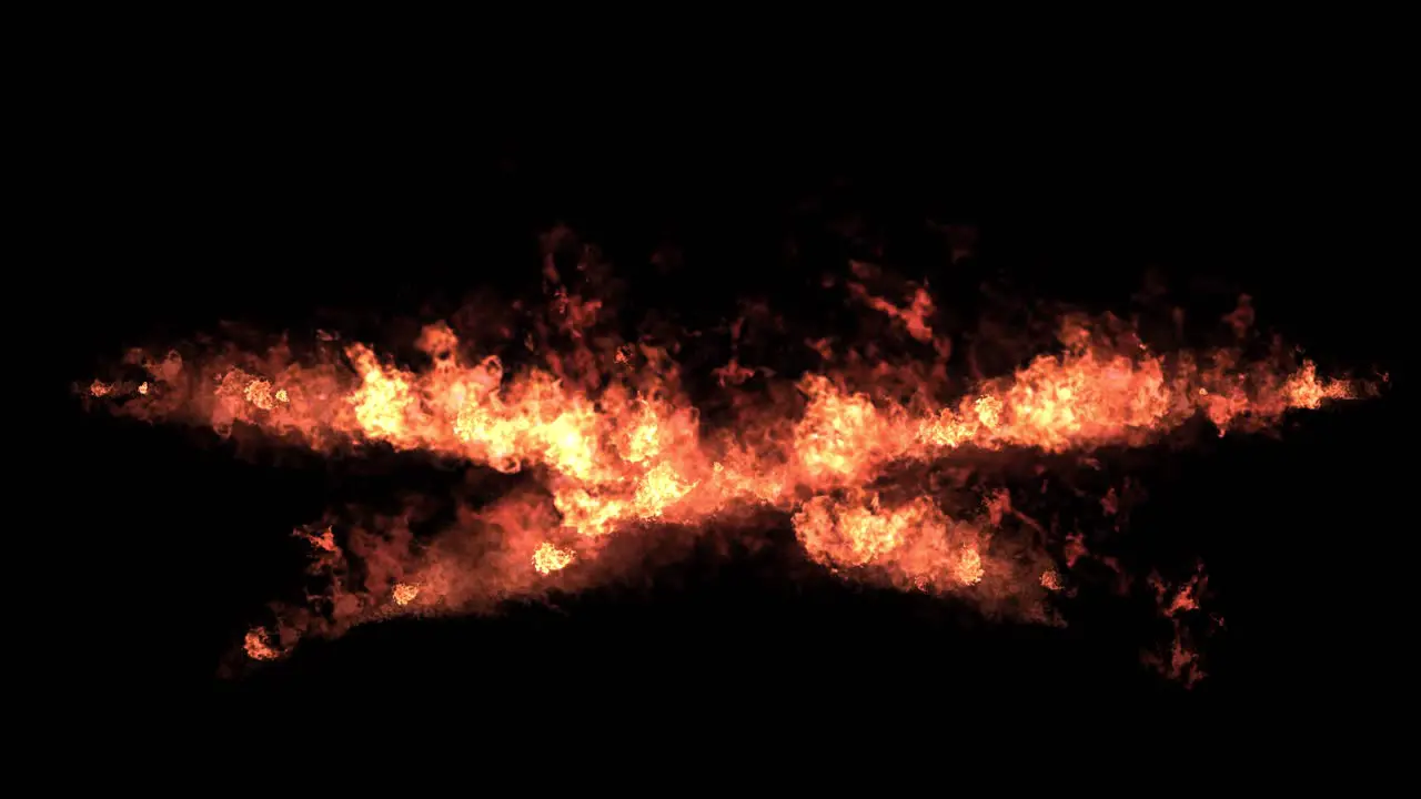 Flamethrowers fire effect shooting from both sides of screen on black background visual effects 3D animation