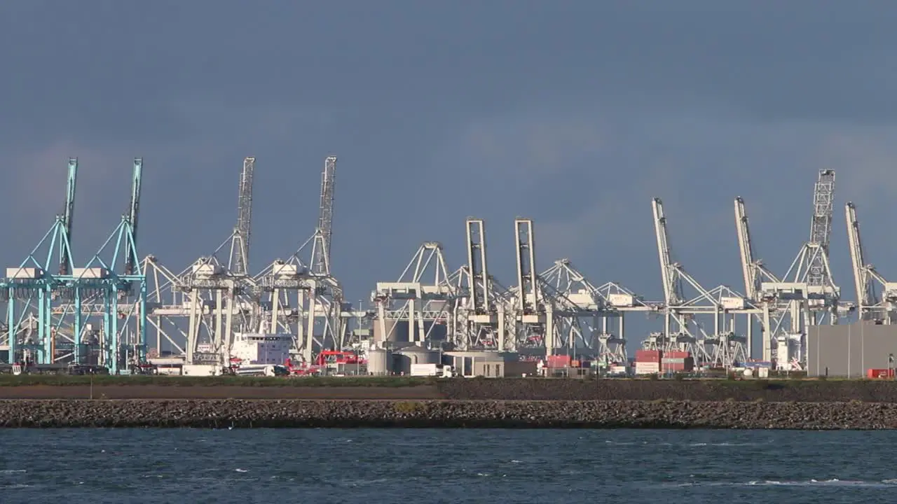 Cranes for loading and unloading ships near the Hook of Holland