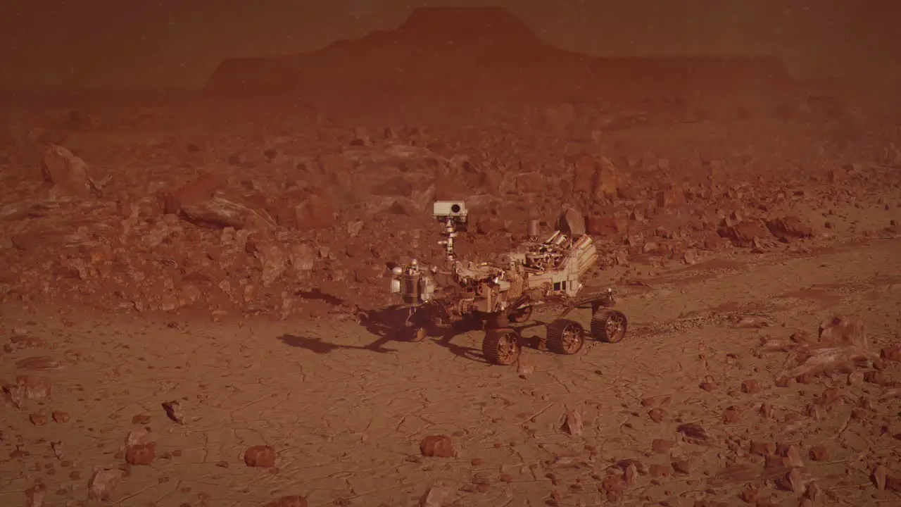 Perseverance Rover on the Surface of Mars During a Dust Storm